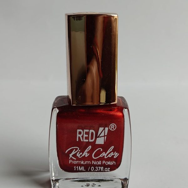 Red4 Nail Paint | Metallic Teel with Vagag Quick Dry Formula | One Stroke Coverage | No UV Damage (Red)