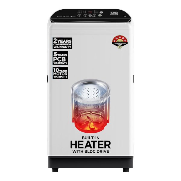 BLACK+DECKER 7.5 Kg 5 Star Fully-Automatic Top Loading Washing Machine(2023 Model, Bxwd01175In, White, In-Built Heater, Bldc Motor Drive)