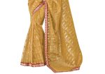 Laxmipati Sarees Women's Plain Organza Saree (8132_Mustard) - Image 5
