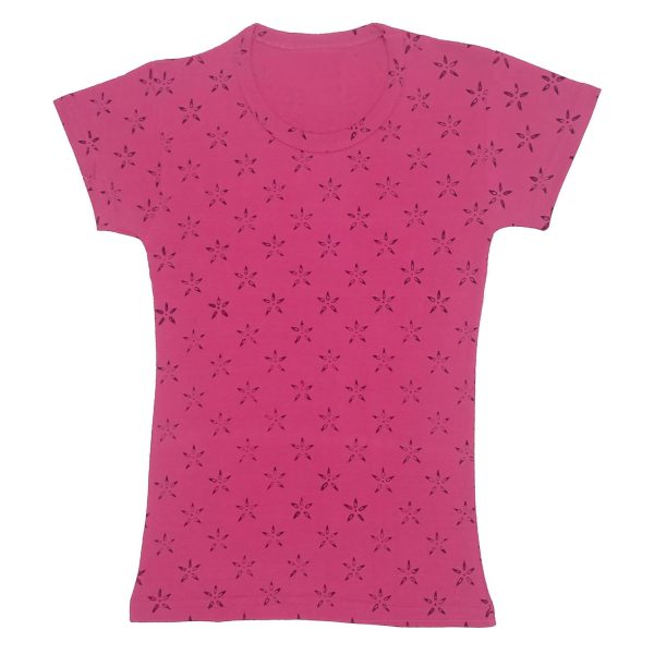 IndiWeaves Girls Cotton Half Sleeve Printed T-Shirt (Magenta,7-9 Years)