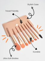 Perr Cherry Brushes with Pouch, 8PCS Professional Makeup Brush Set, Travel Size Cosmetic Brushes Kit for Face Foundation Blush Eye Shadow, Wooden Handle Soft Bristles (Multicolor) Pack Of 2 - Image 3
