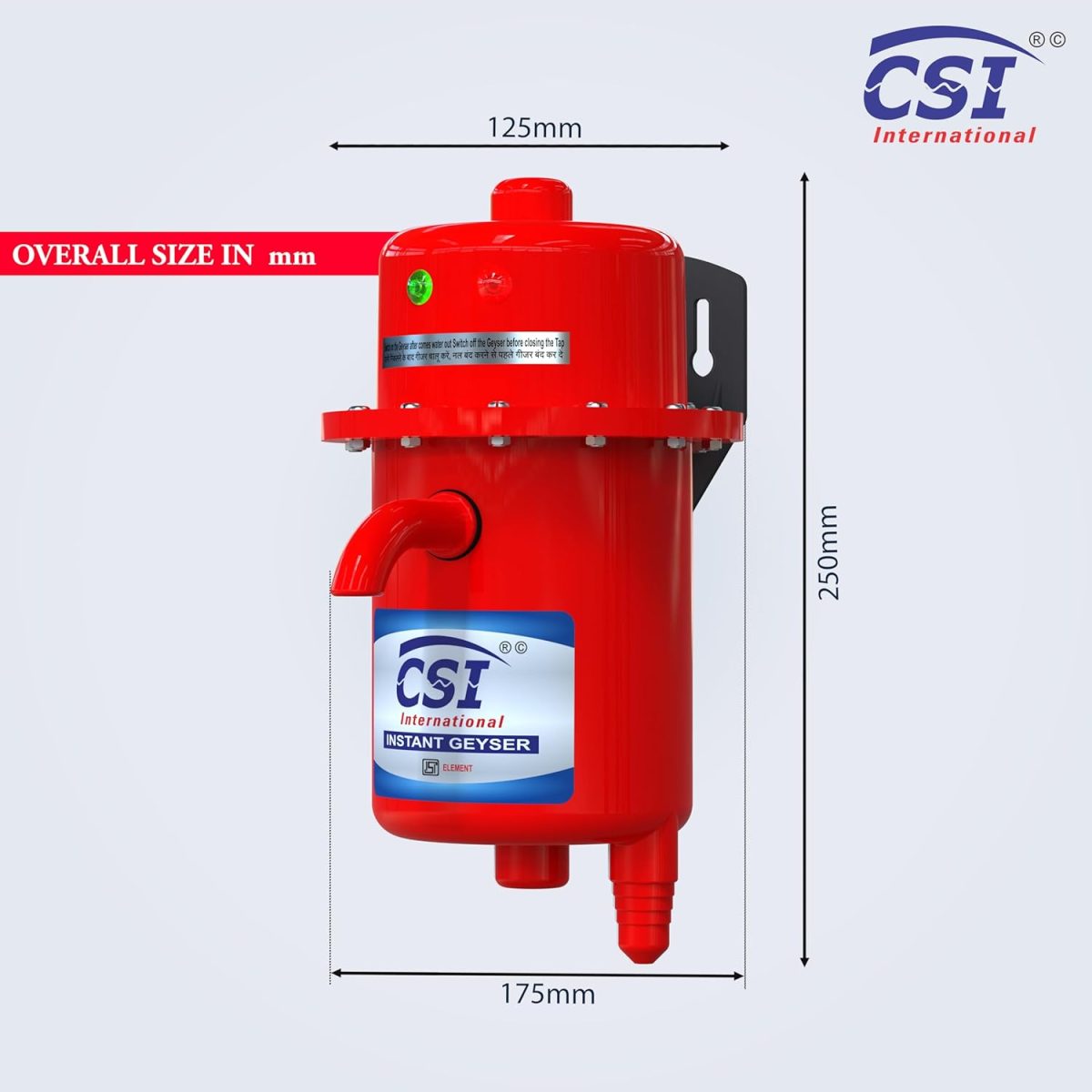 CSI INTERNATIONAL Instant Water Geyser, 1 L Portable Water Heater, Made Of First Class Abs Plastic 3Kw, Auto Cut Off Feature (Red) - Image 2