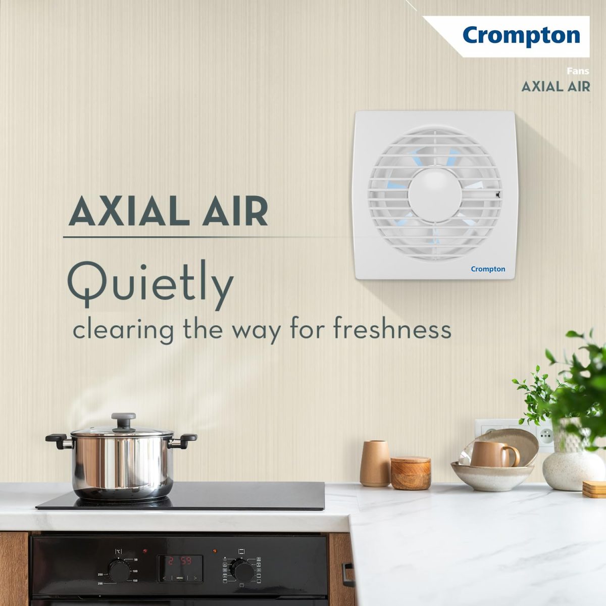 Crompton Axial Air High-Speed Plastic Exhaust/Ventilation Fan (150 mm/6 Inches, White, Pack of 1) - Image 2