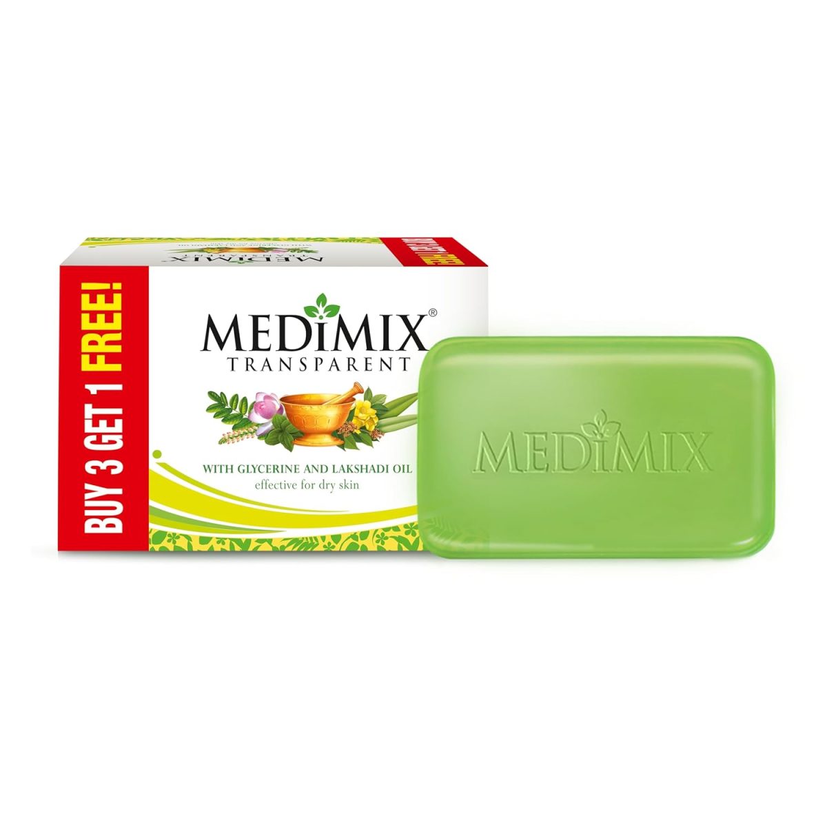 Medimix Transparent Ayurvedic Traditionally Made Bathing Bar Soap 125g (Pack of 4) | Infused with Glycerine and Lakshadi Oil | Effective for Dry Skin