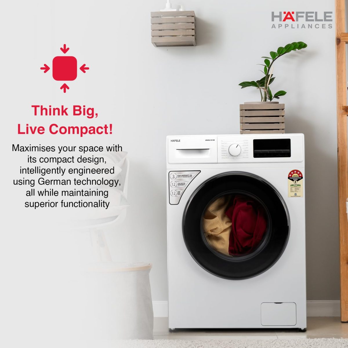 HAFELE AMARA 9 kg 5 Star, Premium Fully Automatic Front-Load washing machine engineered using German technology, comes with Steam Shield and Hexa Wash Design - Image 7