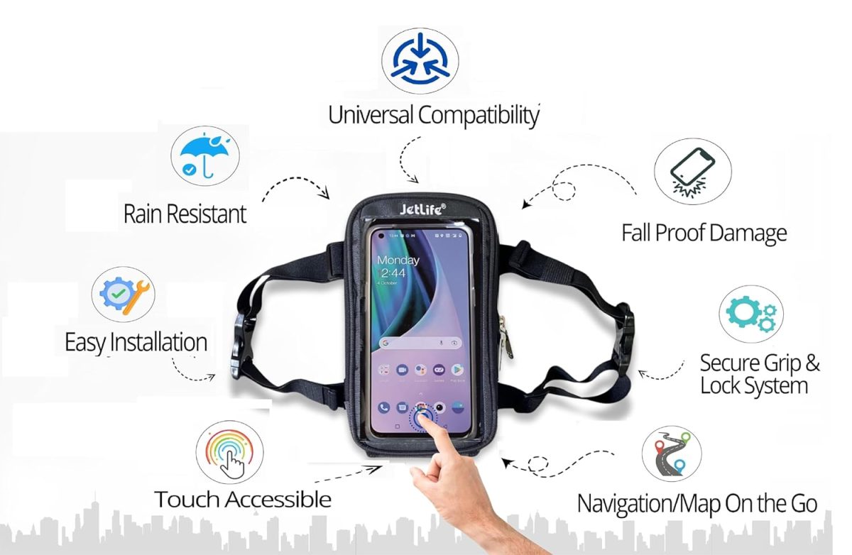 JETLIFE Mobile Holder/Pouch/Mount for All Types of Scooter Scooty Activa Jupiter EV etc | X1 Model (Black) - Image 2
