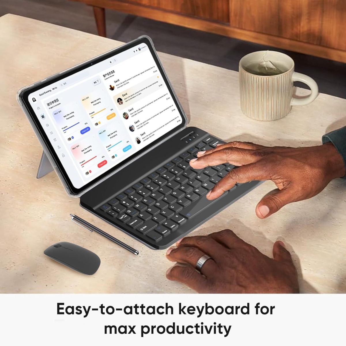 2025 Android 15 Tablet, 12GB+64GB+1TB Expansion, 10" Tablet Productivity Package with Keyboard Case, Stylus Pen, Octa-Core CPU, Dual Camera, WiFi6, 6000mAh Battery + 18W Fast Charge - Image 4