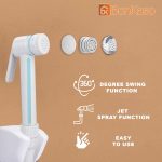 BonKaso HF Classic ABS Health Faucet with high Pressure 1 metre PVC Tube and Hook(White) - Jet Spray for Toilet - Image 3