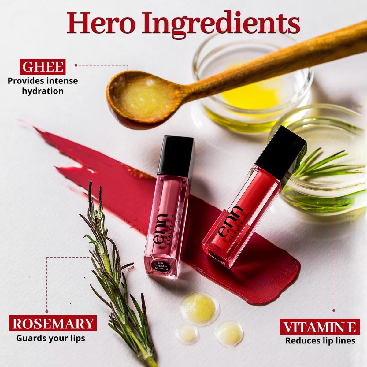 ENN Long Lasting Semi Matte Nourishing Soft Liquid Lipsticks Kit With 12 Hour Coverage | Transfer proof Highly Pigmented Godness of Natural Ingredients of Ghee | Vitamin-E | Argan Oil | Pack Of 5 Perfect Nudes - Image 4