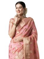 AKHILAM Women's Organza Ethnic Motif Woven Design Saree With Unstitched Blouse Piece(UNATI3001_AC_Parent)