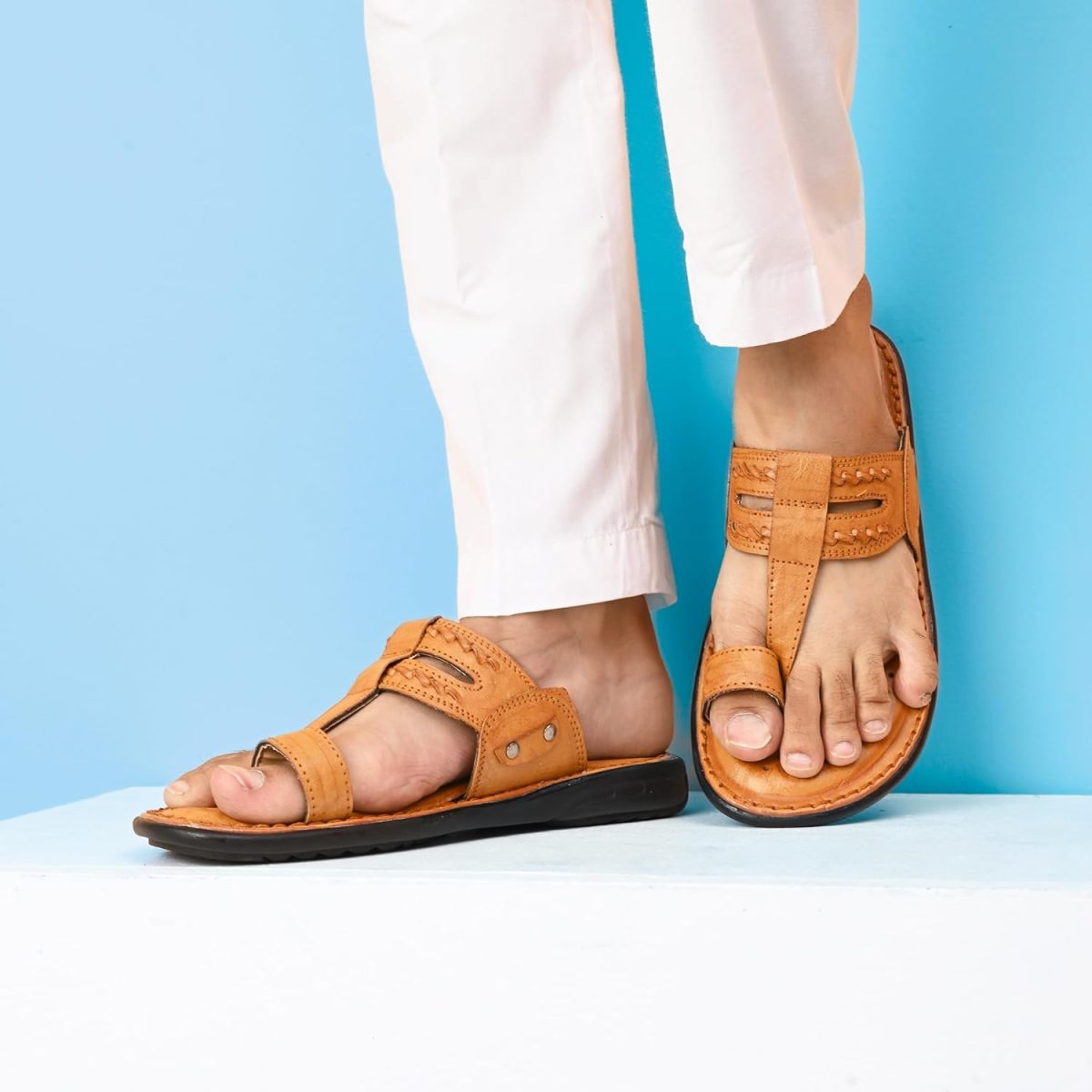 Centrino Men's Slippers | Kolhapuri Style Chappals with Soft Cushioned Footbed | Comfortable & Durable | Traditional Yet Stylish Footwear for Men (9552) - Image 2