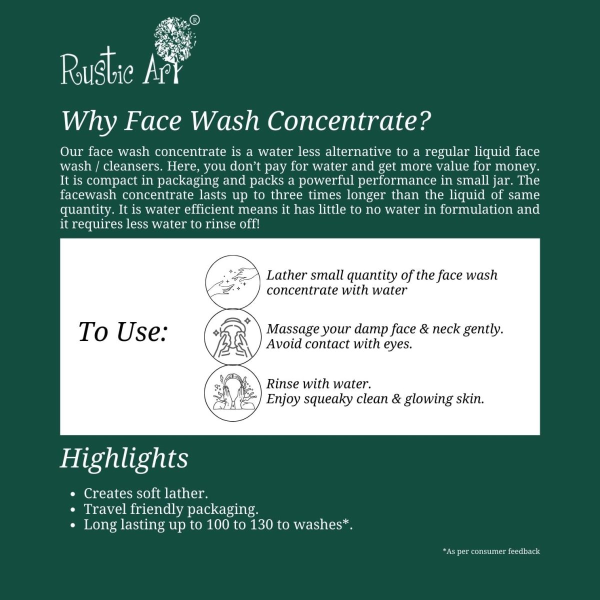 Rustic Art Organic Neem Basil Face Wash Concentrate | Anti acne (pimples), sulphate, paraben free cleanser for women & men | Suitable for teenagers | 50g (Pack of 1) - Image 4