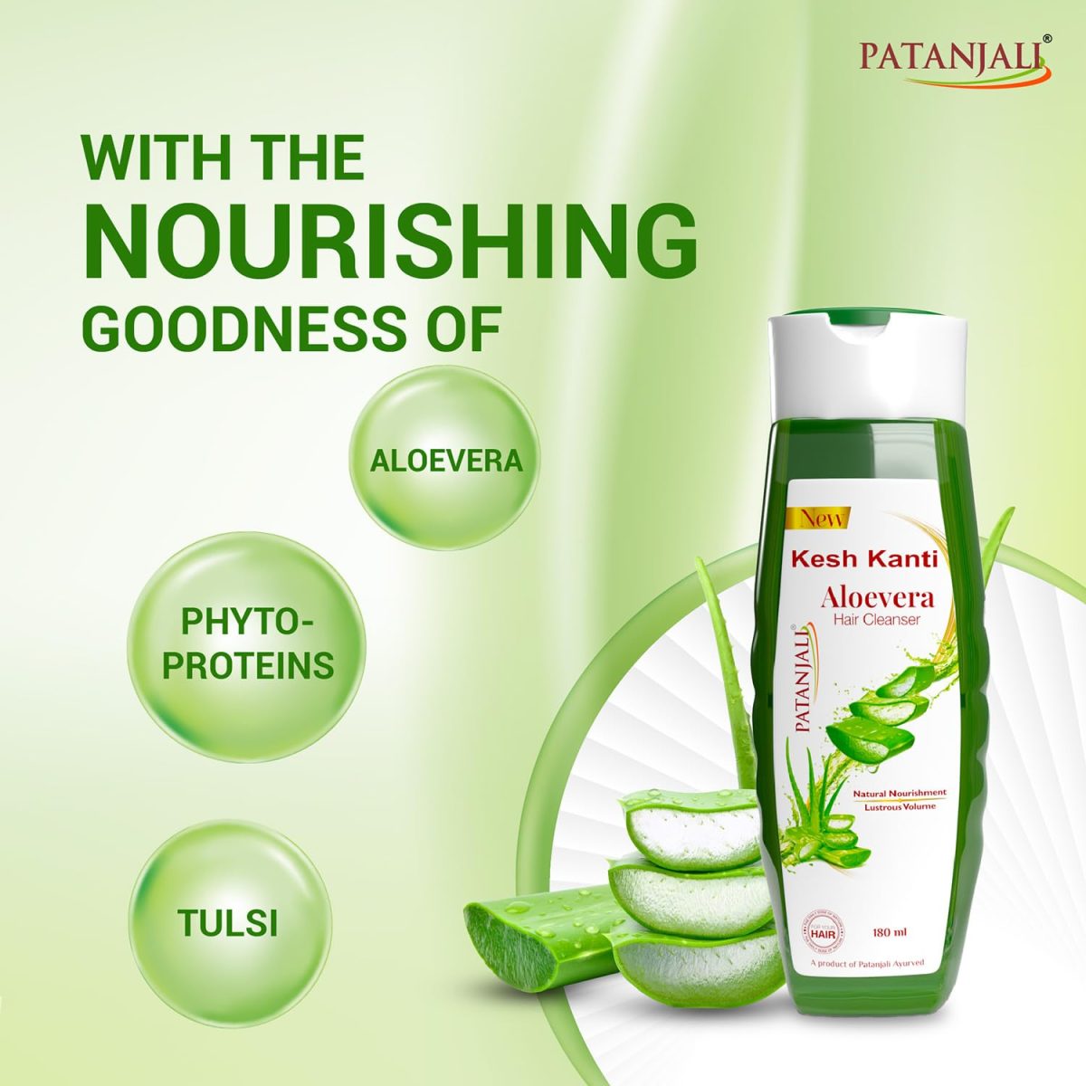 Patanjali Kesh Kanti Aloevera Hair Cleanser 180ML, Natural Nourishing Shampoo, Herbal Care for Healthy Hair, Scalp Cleansers for Men and Women, For All Types - Image 4