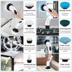 NELVIN EXPORTS Electric Spin Scrubber,Cleaning Brush Scrubber for Home, 400RPM/Mins-9 Replaceable Brush Heads-90Mins Work Time,Adjustable Size,2 Adjustable Speeds for Bathroom Shower Bathtub Glass Car - Image 4