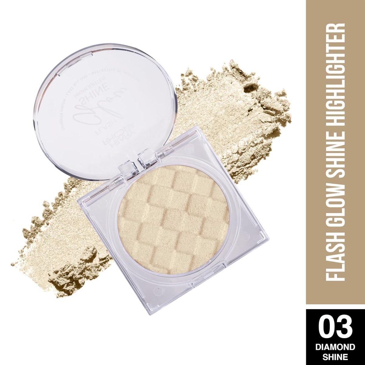 Hilary Rhoda Flash Glow Shine Highlighter | Rich Colour Payoff | Superfine Particles | 3D Reflective Glow | Blends Flawlessly -7g (Diamond Shine -Shade 03) - Image 2