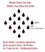 Vama Fashions Tear Drop Small Velvet Tilak Bindi for Women Maroon Bindis for Ladies - Image 2
