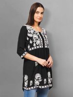 Winza Designer Women's Rayon Floral Embroidered Top | Tops for Woman | Jeans Tops for Women | Short Kurti Kurta for Women | Plus Size Tops | Women Tunics | Ethnic top | Chikankari Kurti for Women - Image 4