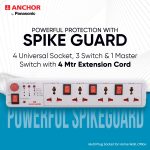Anchor by Panasonic Spike Guard- 4 Universal Socket Shutter with Individual Switch - 4 Mtr (22569) - Image 6