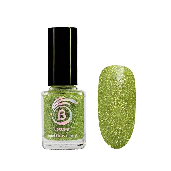 Beromt Kiwi Smoothie Holographic Nail Polish, Glitter Nail Paint, Nail Art, Colors, Gel Effect Nail Polish, Best Nail Polish, High-Shine Long Lasting Non-Toxic Professional Nail Polish, 10ml-523