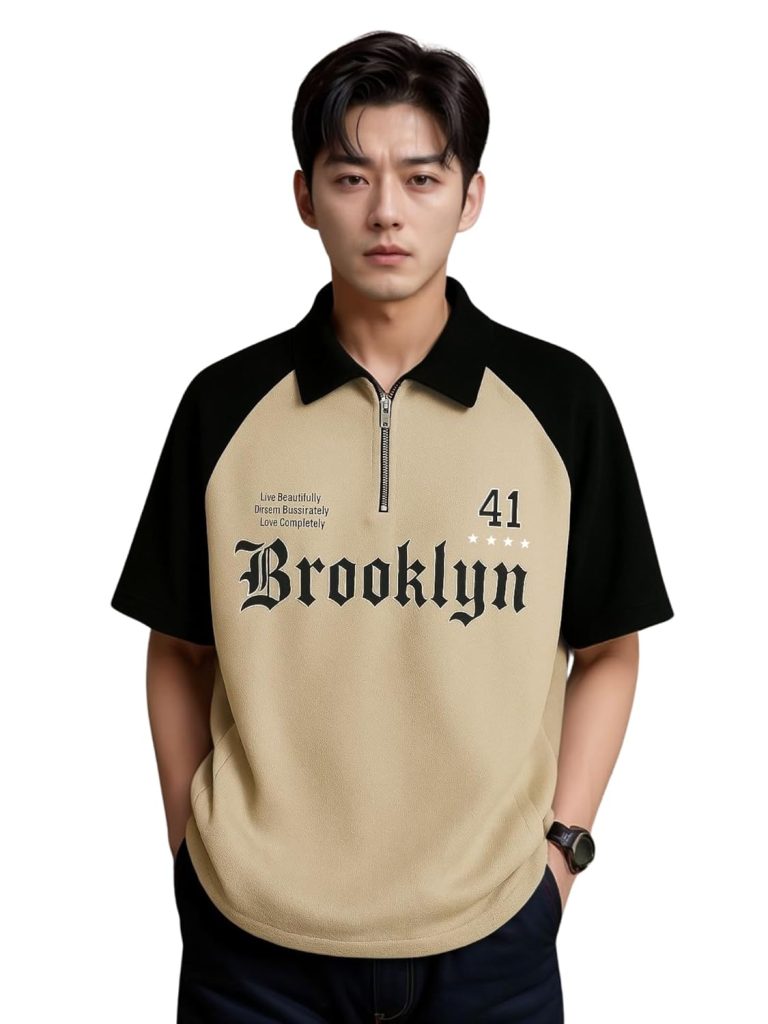 Jump Cuts || Mens || Printed || Polo Neck || Raglan Half Sleeve || Cotton Blend || T-Shirt