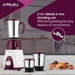 Bajaj Rex Mixer Grinder 500W | Mixie For Kitchen With Nutri-Pro Features | 3 SS Mixer Jars For Heavy Duty Grinding | Adjustable Speed Control | Multifunctional Blade System | 2 Yr Warranty【Purple】 - Image 5