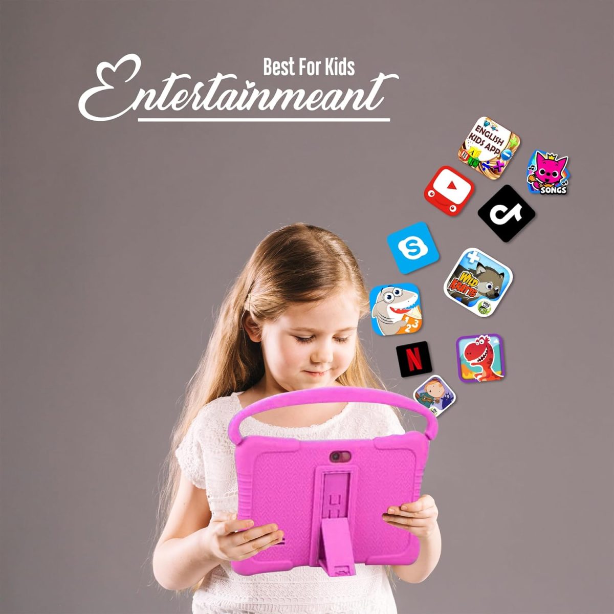 QISTOQI Kids Tablet, 7 Inch Android Tablet 32GB for Kids, Kids Bluetooth Tablet, WiFi, Parental Control, Dual Camera, GMS, Shockproof Case, Kids App - Image 2