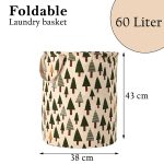 Kuber Industries 60 LTR Foldable & Portable Laundry Basket for Clothes with Carry Handles | Durable & Easy To Clean Laundry, Towel & Toy Bag for Kids Storage | Tree Print- Green - Image 3