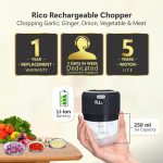 Rico Japanese Technology Wireless Mini Electric Chopper | 1 Year Replacement Warranty | Unbreakable Bowl | One Touch Operation | 10 Seconds for Mincing Garlic, Ginger, Onion, Vegetable, Meat - 250 ML - Image 2