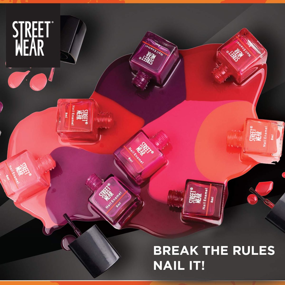 Street Wear Nail Enamel, Black Knight, 8ml - Image 5