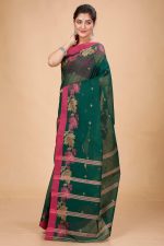 Tant Story Women's Traditional Bengal Tant Handloom Pure Cotton Leaf Border Tangail Saree without Blouse Piece - Image 3