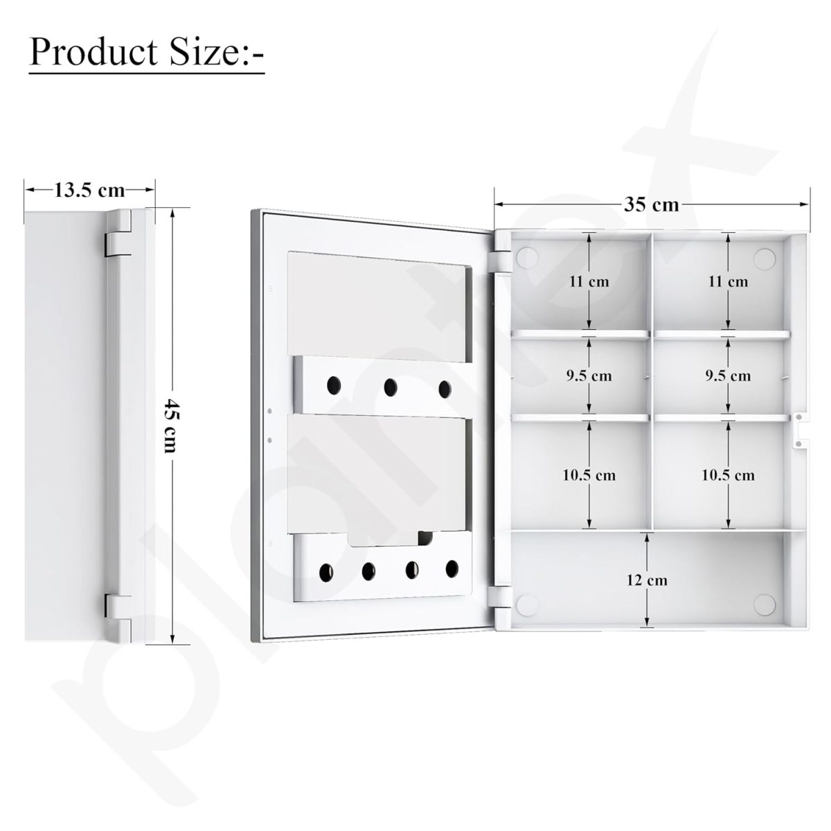 Plantex Bathroom Cabinet with Mirror/ABS Bathroom Storage Organiser/Multipurpose Shelf/Wall Mount Mirror Cabinet for Wash Basin (14x18 Inch, White) - Image 3