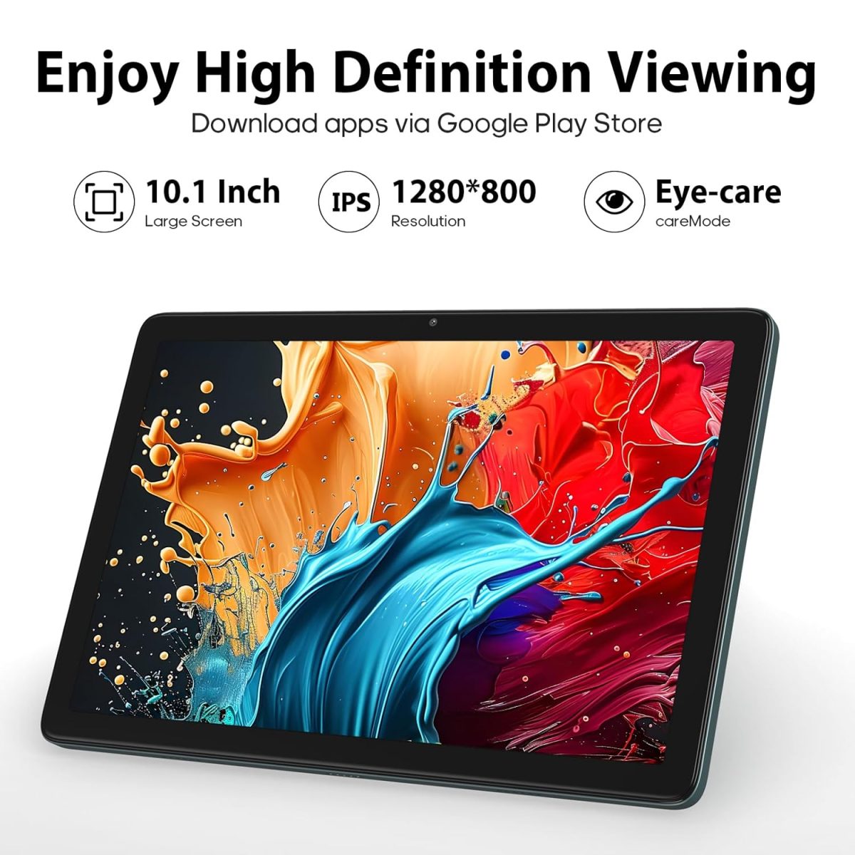 xiskt 10.1" Android Tablet, 14 Android Tablet, 8 (4+4) GB and 128GB Storage (Expansion to 512GB), Dual Camera 13MP + 5MP, 6800mAh, WiFi, Bluetooth 5.0, GPS, Charging - Image 4