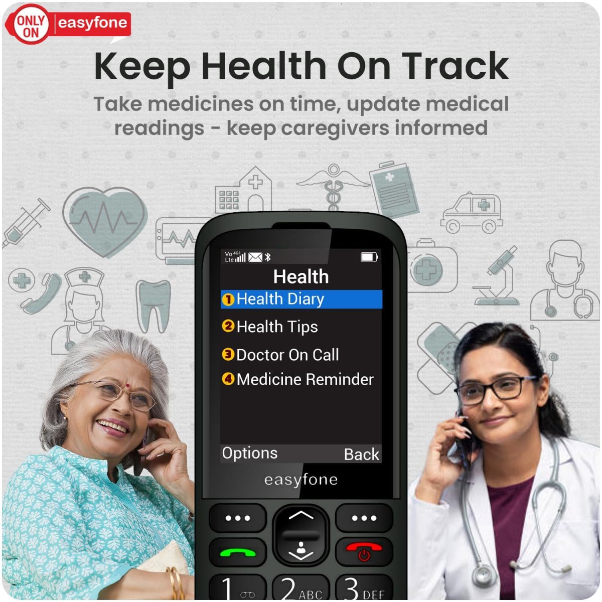 easyfone Elite 4G Phone for Seniors | 2.8" Big Screen | Loud Sound | Big & Talking Buttons | Dock Charger | SOS | Photo Speed Dial | Remote App Setup by Caregivers | USB-C | FM | Customizable Menu - Image 9