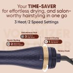 Vega Pro Volumizer Hair Blow Dryer Brush, 3 in 1 Hot Air Brush, 360° Airflow Vent, 3 Heat/2 Speed Settings For Hair Style, Ceramic Tourmaline Coating Brush Head, 1200 W (VHSD-02) - Image 3