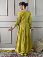 Naixa Women's Viscose Silk Embroidered Flared Kurta with Pant and Dupatta Sets (S-Garima) - Image 4