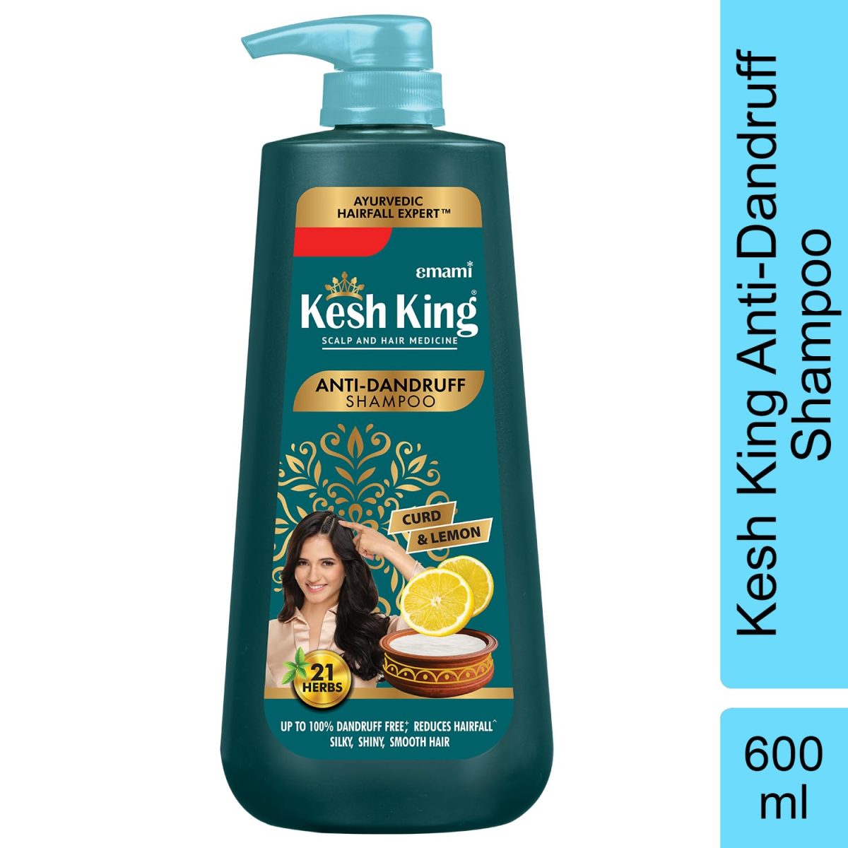 Kesh King Ayurvedic Anti-Dandruff Shampoo | Reduces hair fall | Soothes itchy scalp | No Paraben & No Silicon | 21 natural ingredients | Enriched with curd, lemon & neem | 600 ml - Image 2