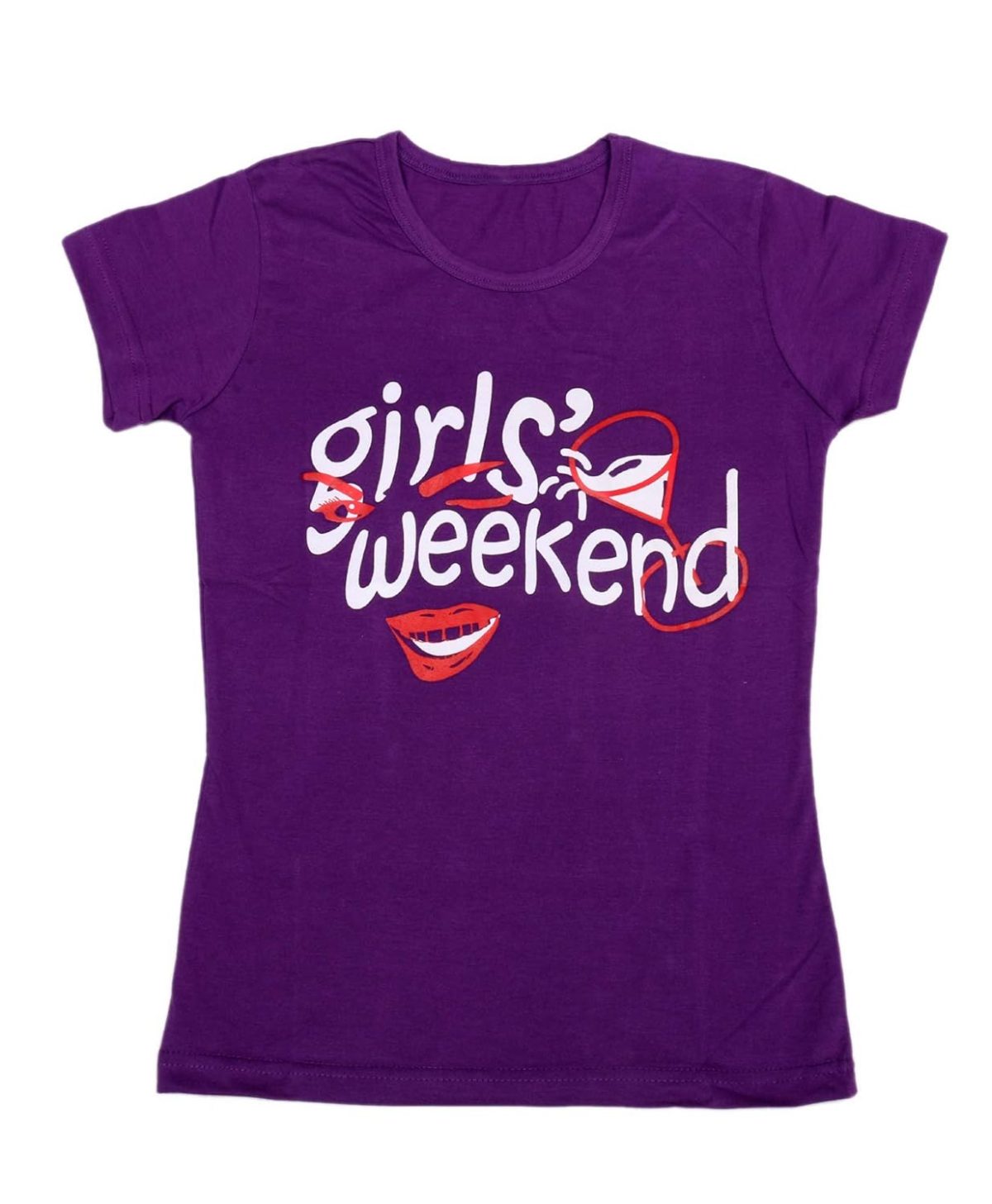 IndiWeaves Girls Cotton Half Sleeve Printed T-Shirt (Purple,11-12 Years)