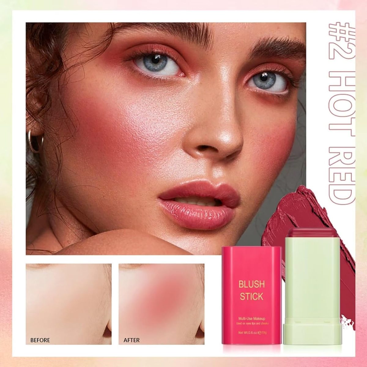 KAYI beauty Soft Creamy Blush Stick, Multi-use Makeup Blush Stick for Cheeks and Lips Tint, Waterproof Solid Moisturizer Stick, Natural Smooth Blendable Matte Finish Face Blush Makeup, Hot Red - Image 4