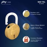 Godrej Locks I Navtal 6 levers 50 mm I Padlock for Main Door I Gate Lock I Tool Box, Shutters, Shops & Offices I Strong Hardened Corrosion Resistant Shackle I Brass Material | 1 Year Warranty - Image 3