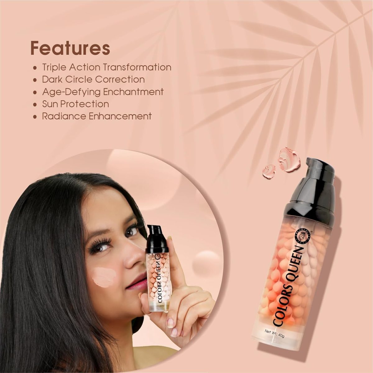 Colors Queen 3 in 1 Facial Primer - 01 Orange, 40g | Lightweight, Long Lasting & Highly Moisturizing Formula | Long Lasting Primer for Face Makeup - Image 3