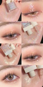 Gege Bear Dazzling Liquid Eyeshadow | Eye Makeup | Long-Lasting Formula | Buildable Coverage | 6 Shimmer Glitter Shades | Quick-Dry Application | Gen Z Beauty | Soft Pastel Packaging Design | Perfect for Teen Girls Makeup Lovers (05#Galaxy Diamond Flash, 4g)