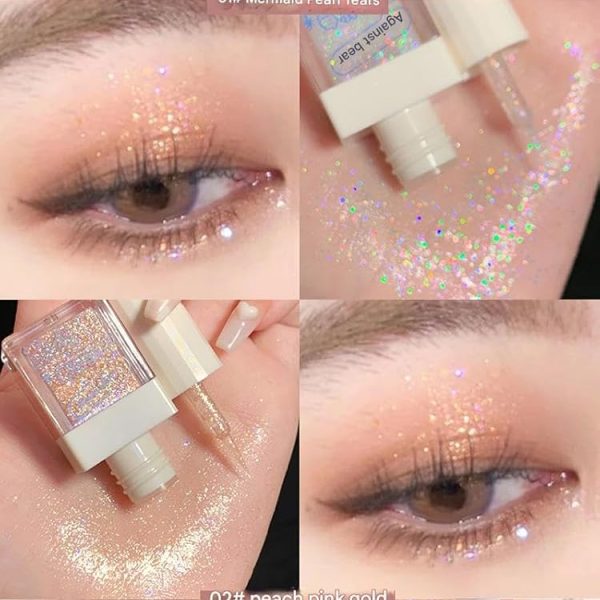 Gege Bear Dazzling Liquid Eyeshadow | Eye Makeup | Long-Lasting Formula | Buildable Coverage | 6 Shimmer Glitter Shades | Quick-Dry Application | Gen Z Beauty | Soft Pastel Packaging Design | Perfect for Teen Girls Makeup Lovers (05#Galaxy Diamond Flash, 4g)