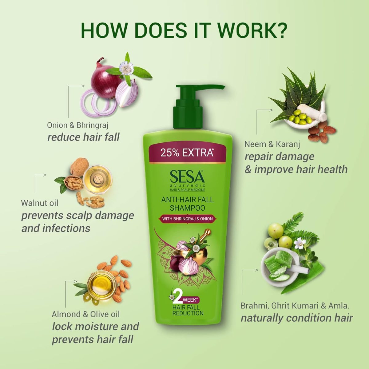 SESA Ayurvedic Anti Hairfall Shampoo For Dry And Frizzy Hair Reduces Hairfall Made With 6 Ayurvedic Herbs Paraben Free Shampoo - 500ml - Image 3