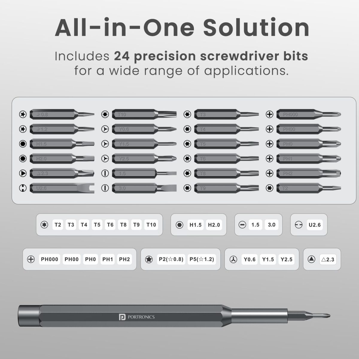 Portronics Bit Box,24-in-1 Screwdriver Kit,Compact,Durable,and Travel-Friendly Tool Kit with a Magnetic Bit Holder,Perfect for Household&Auto Repair (Black) - Image 2