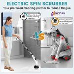 NELVIN EXPORTS Electric Spin Scrubber,Cleaning Brush Scrubber for Home, 400RPM/Mins-9 Replaceable Brush Heads-90Mins Work Time,Adjustable Size,2 Adjustable Speeds for Bathroom Shower Bathtub Glass Car - Image 5