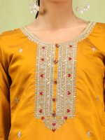 VredeVogel Women's Viscose Roman Silk Blend Embroidered Kurta with Pant & Dupatta Set - Image 4