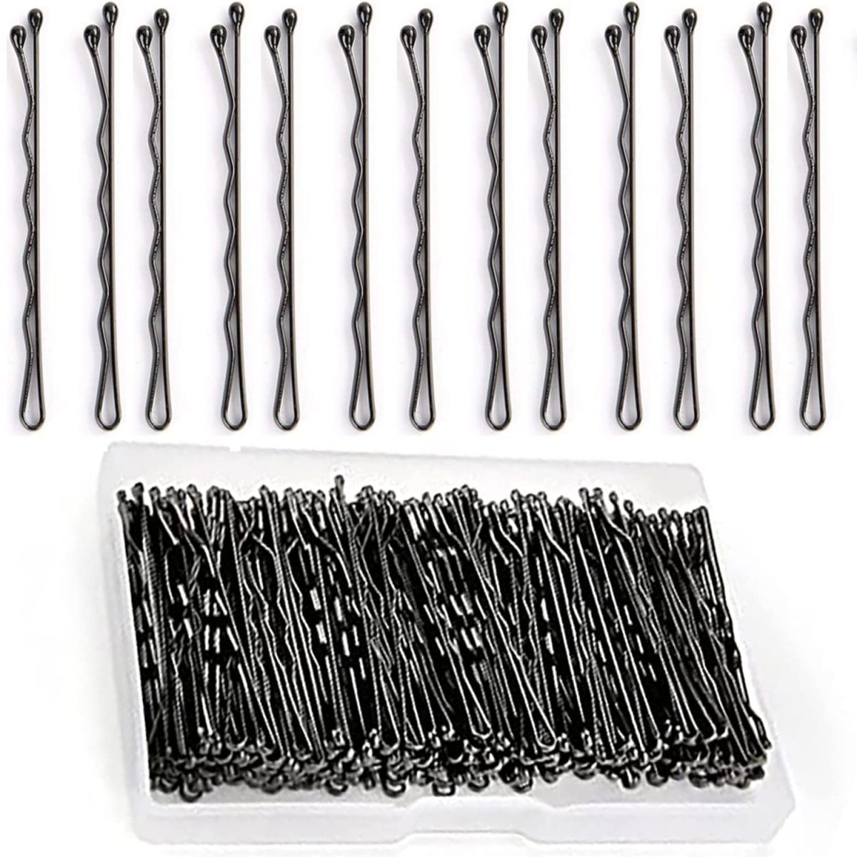 Temperia Bobby Hair Pins for Women & Girls (Pack of 100) (With Storage Box) (6cm Long) | Stylish Bob Hairpins for Hairstyling | Hair Styling Accessories Clips (Black)