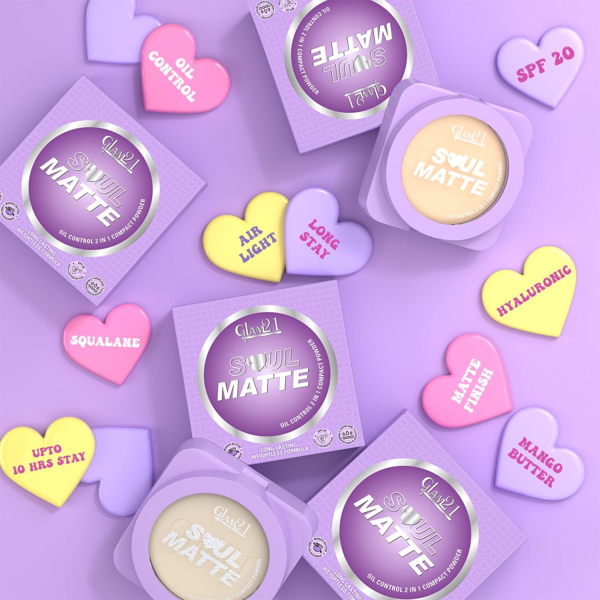 Glam21 Soul Matte Oil Control 2 in 1 Compact Powder | Matte & Shimmer Shades | Air Light Formula & Stay Upto 10 hrs | Rich With Hyaluronic Acid, Squalane & Mango Butter |SPF20 |18gm- Silk Ivory 01 - Image 3