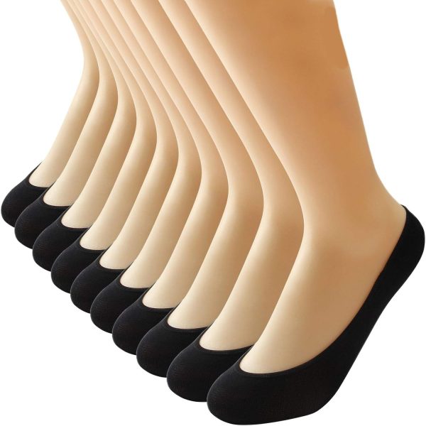 10 Pairs Ultra Low Cut Liner Socks Women No Show Non Slip Hidden Invisible for Flats Boat Summer