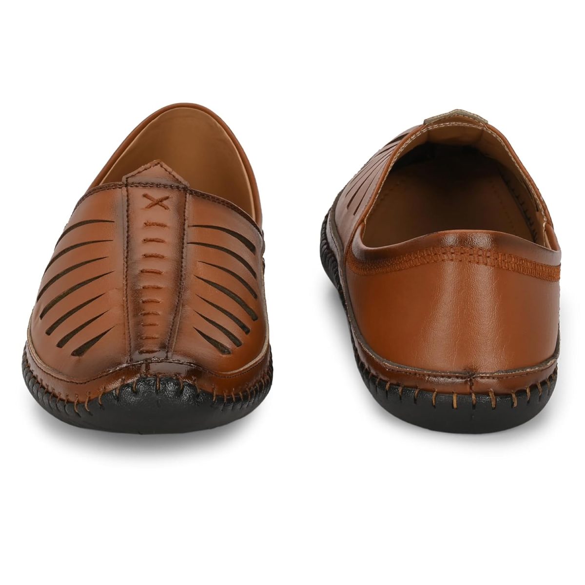 Karaddi 5082 Men's Loafer Stylish Ethnic Peshawari Nagra Mojadi Sherwani Sandals Wedding Latest Kolhapuri Brown Tan Black Shoes for Men - Image 9